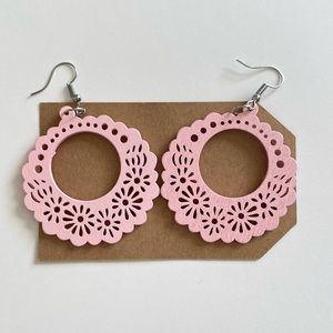 3 for $25 Beautiful lace cut Wood Earrings New